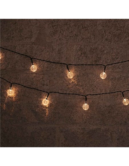 Guirnalda LED solar para exterior GRISELDA GLOSSY, 266cm y 20 bombillas efecto cristal