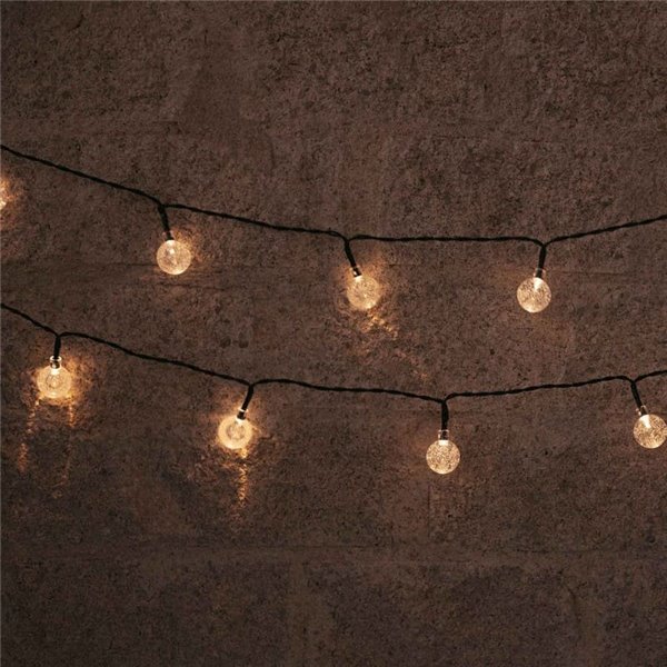 Guirnalda LED solar para exterior GRISELDA GLOSSY, 266cm y 20 bombillas efecto cristal