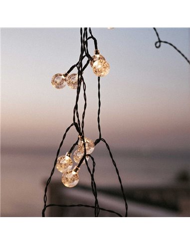Guirnalda LED solar para exterior GRISELDA GLOSSY, 266cm y 20 bombillas efecto cristal