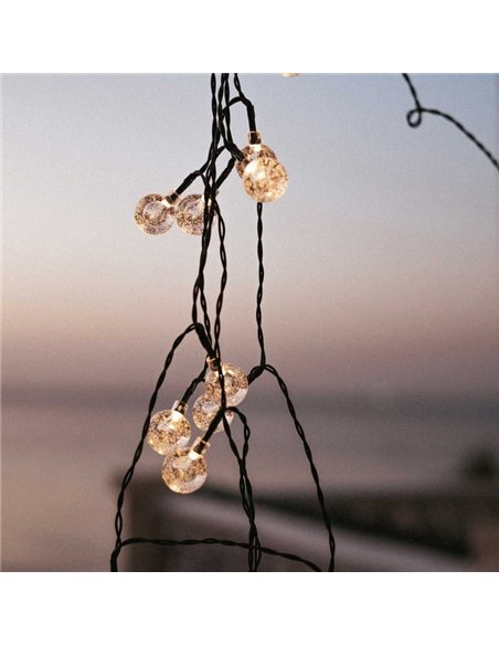Guirnalda LED solar para exterior GRISELDA GLOSSY, 266cm y 20 bombillas efecto cristal