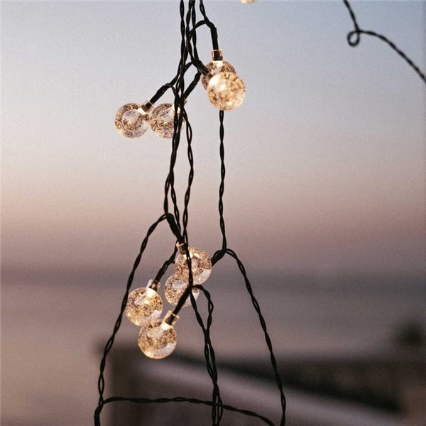 Guirnalda LED solar para exterior GRISELDA GLOSSY, 266cm y 20 bombillas efecto cristal