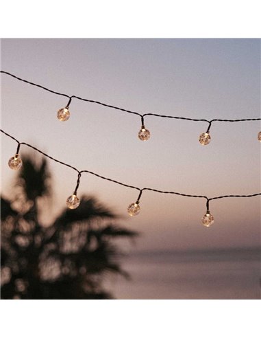 GRISELDA GLOSSY guirlanda solar LED para exterior, 266 cm e 20 lâmpadas de efeito cristal