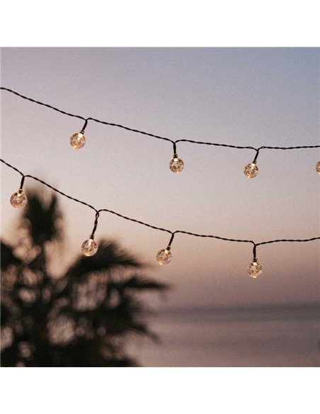 Guirnalda LED solar para exterior GRISELDA GLOSSY, 266cm y 20 bombillas efecto cristal