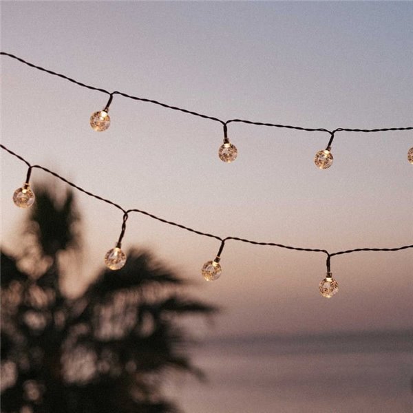 GRISELDA GLOSSY guirlanda solar LED para exterior, 266 cm e 20 lâmpadas de efeito cristal