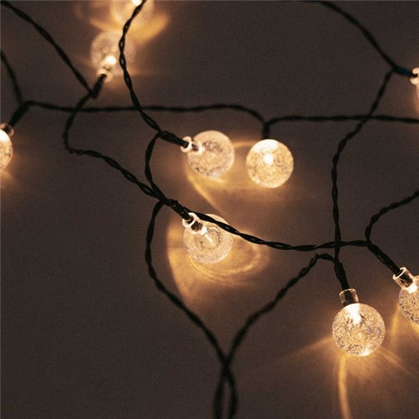 Guirnalda LED solar para exterior GRISELDA GLOSSY, 266cm y 20 bombillas efecto cristal