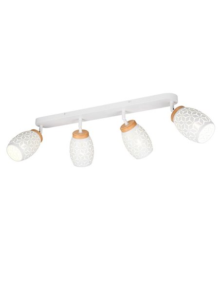Regleta de 4 Focos de Techo BIDAR Bombilla excl. 4x E14 max. 10W Acabado Metálico
