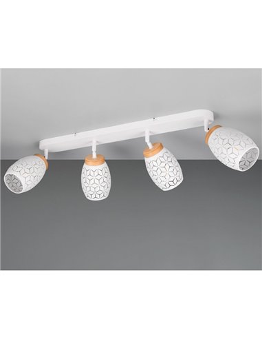 Regleta de 4 Focos de Techo BIDAR Bombilla excl. 4x E14 max. 10W Acabado Metálico