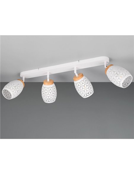 Regleta de 4 Focos de Techo BIDAR Bombilla excl. 4x E14 max. 10W Acabado Metálico