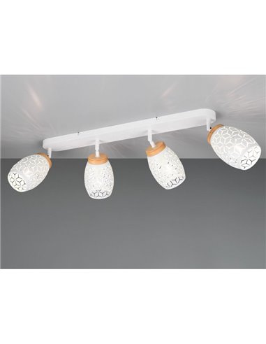 Regleta de 4 Focos de Techo BIDAR Bombilla excl. 4x E14 max. 10W Acabado Metálico