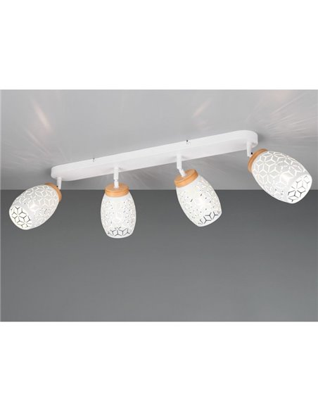 Regleta de 4 Focos de Techo BIDAR Bombilla excl. 4x E14 max. 10W Acabado Metálico