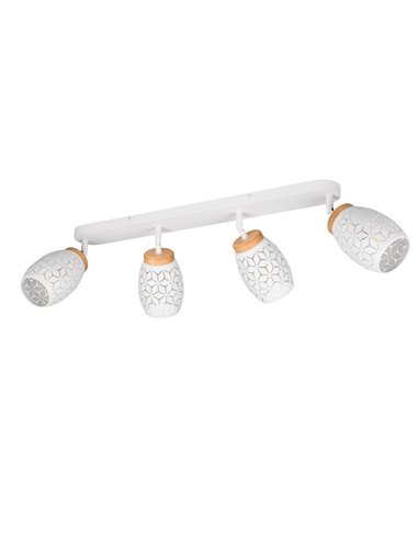 Regleta de 4 Focos de Techo BIDAR Bombilla excl. 4x E14 max. 10W Acabado Metálico