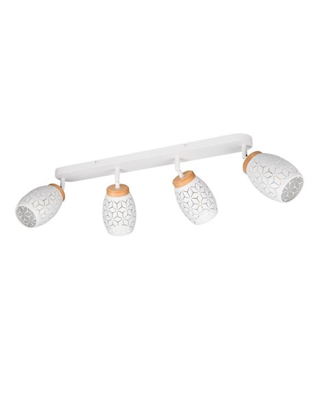 Regleta de 4 Focos de Techo BIDAR Bombilla excl. 4x E14 max. 10W Acabado Metálico