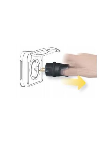 Clavija 2P+T 16A IP44 - Caucho Negro Resistente - Uso Profesional