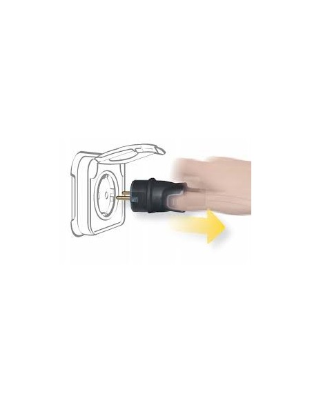 Clavija 2P+T 16A IP44 - Caucho Negro Resistente - Uso Profesional