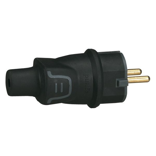 Clavija 2P+T 16A IP44 - Caucho Negro Resistente - Uso Profesional