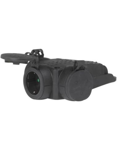 Base Múltiple Móvil 3x2P+T 16A IP44 - Caucho Resistente - Con Tapas de Protección