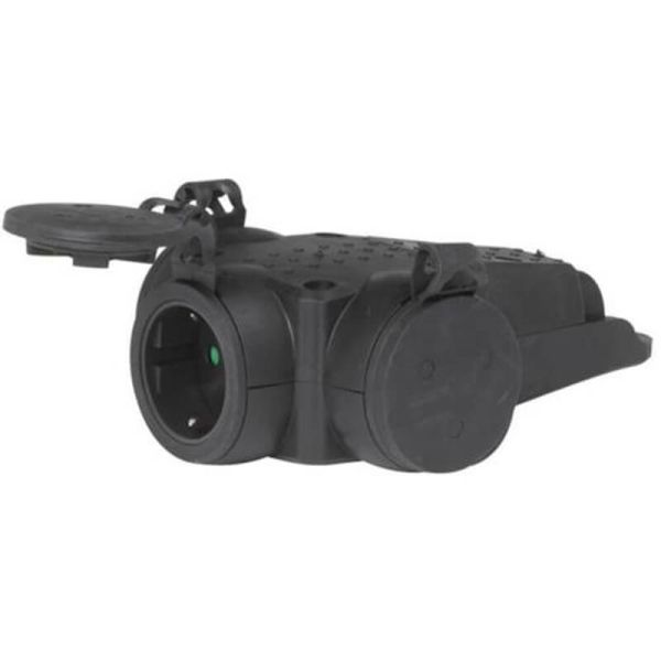 Socle Multiple Mobile 3x2P+T 16A IP44 - Caoutchouc Résistant - Avec Capuchons de Protection