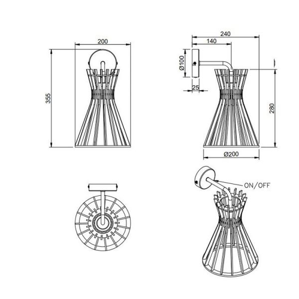 Applique ALICE Finition bois naturel...