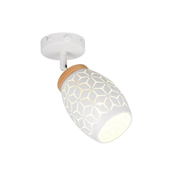 Aplique de Pared BIDAR Metálico con Interruptor integrado Bombilla excl. 1x E14 max. 10W IP20 Blanco