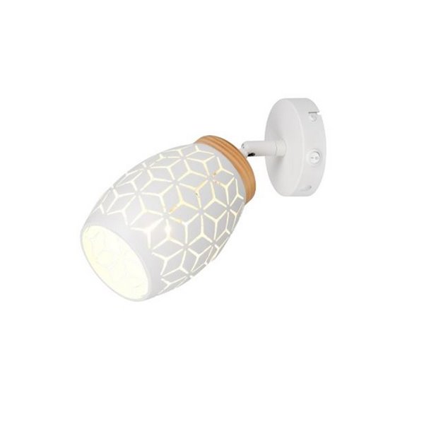 Aplique de Pared BIDAR Metálico con Interruptor integrado Bombilla excl. 1x E14 max. 10W IP20 Blanco