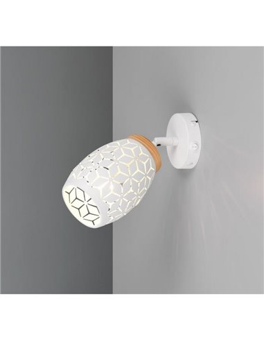 Aplique de Pared BIDAR Metálico con Interruptor integrado Bombilla excl. 1x E14 max. 10W IP20 Blanco