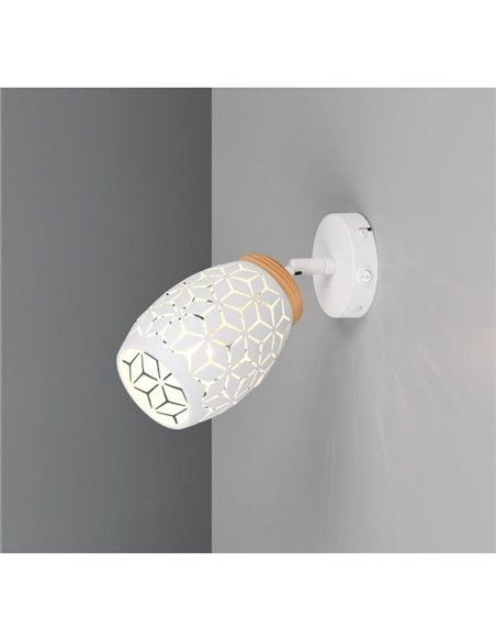 Aplique de Pared BIDAR Metálico con Interruptor integrado Bombilla excl. 1x E14 max. 10W IP20 Blanco