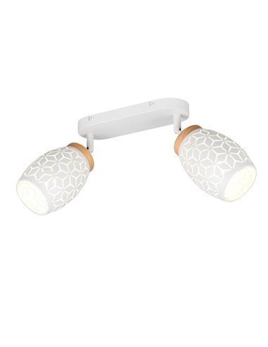 Regleta de 2 Focos de Techo BIDAR Bombillas excl. 2x E14 max. 10W IP20 Blanco