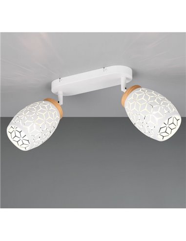 Barrette de 2 Ampoules Spots Plafond BIDAR excl. 2x E14 max. 10W IP20 Blanc