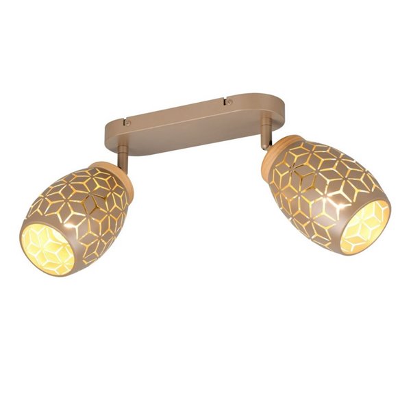 Regleta de 2 Focos de Techo BIDAR Bombillas excl. 2x E14 max. 10W IP20 Marrón