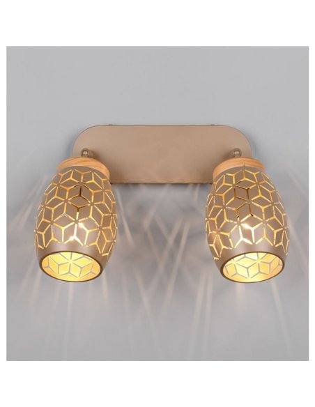 Regleta de 2 Focos de Techo BIDAR Bombillas excl. 2x E14 max. 10W IP20 Marrón