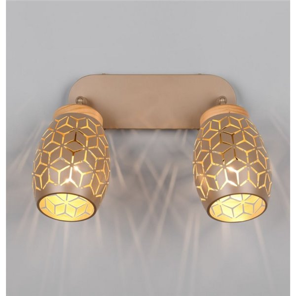 Faixa de 2 lâmpadas de foco de teto BIDAR excl. 2x E14 máx. 10W IP20 Castanho