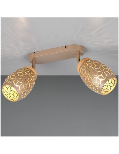 Regleta de 2 Focos de Techo BIDAR Bombillas excl. 2x E14 max. 10W IP20 Marrón