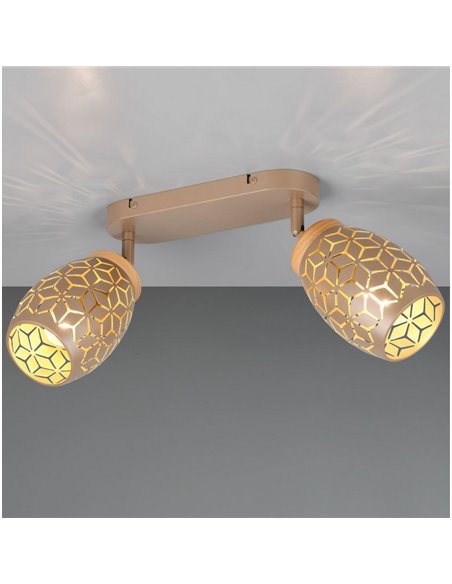 Regleta de 2 Focos de Techo BIDAR Bombillas excl. 2x E14 max. 10W IP20 Marrón