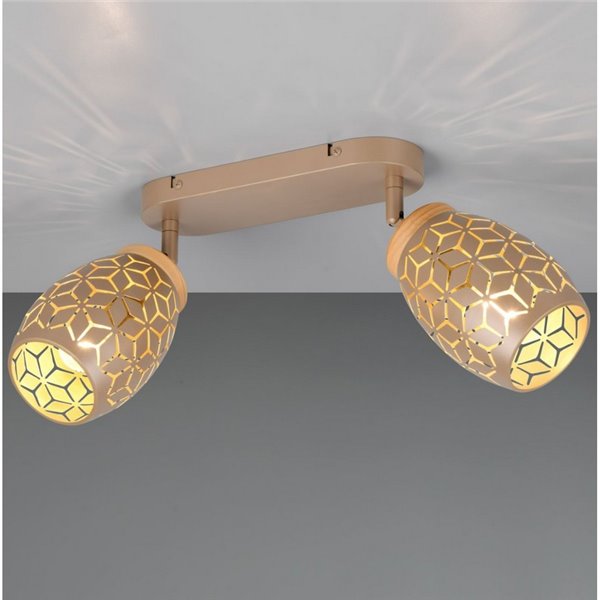 Barrette de 2 Ampoules Spots Plafond BIDAR excl. 2x E14 max. 10W IP20 Marron