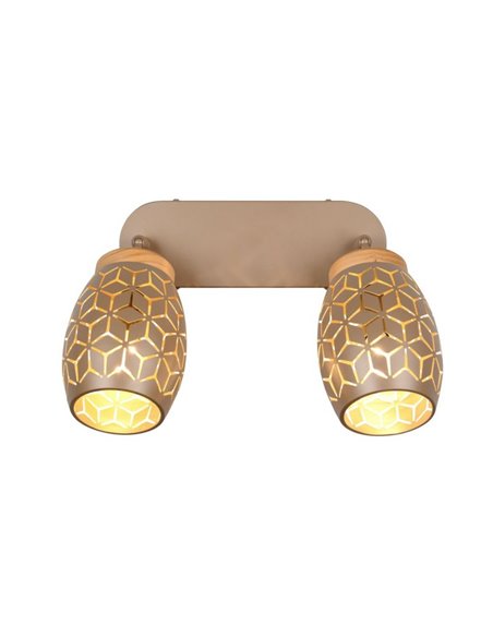 Faixa de 2 lâmpadas de foco de teto BIDAR excl. 2x E14 máx. 10W IP20 Castanho