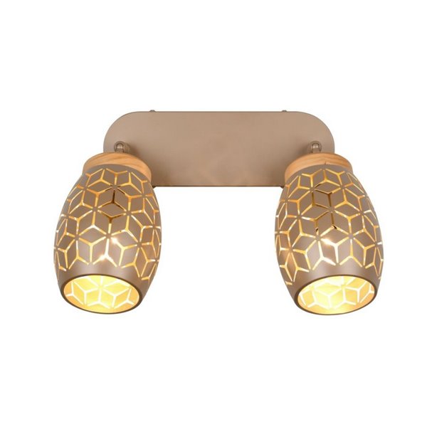 Faixa de 2 lâmpadas de foco de teto BIDAR excl. 2x E14 máx. 10W IP20 Castanho