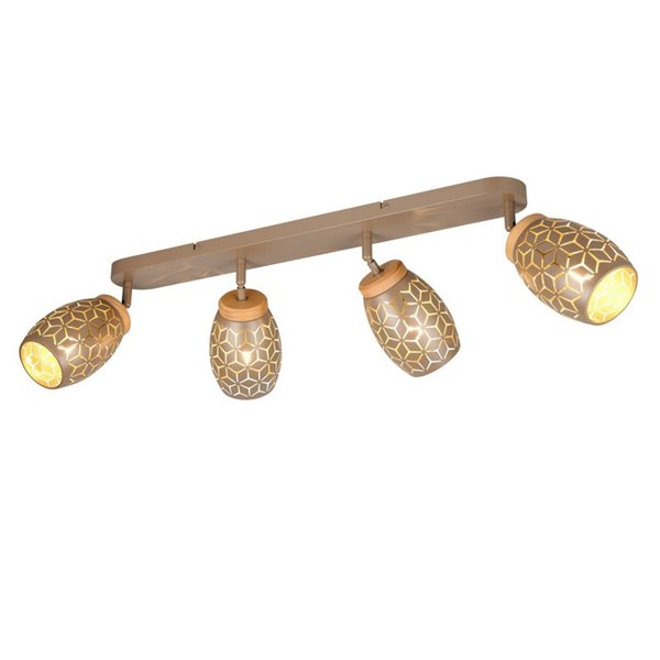 Bande de Plafond 4 Spots BIDAR Ampoules excl. 4x E14 max. 10W IP20 Marron