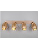 Regleta de Techo 4 Focos BIDAR Bombillas excl. 4x E14 max. 10W IP20 Marrón