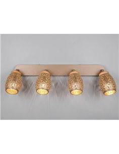 Regleta de Techo 4 Focos BIDAR Bombillas excl. 4x E14 max. 10W IP20 Marrón 2