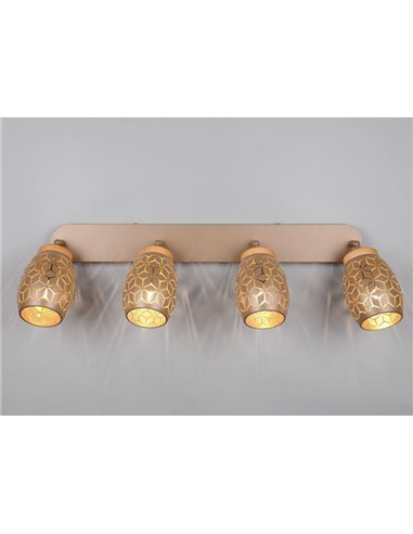Bande de Plafond 4 Spots BIDAR Ampoules excl. 4x E14 max. 10W IP20 Marron