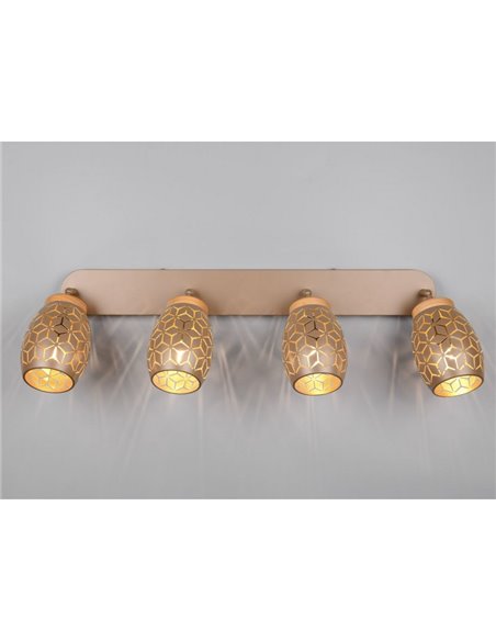 Regleta de Techo 4 Focos BIDAR Bombillas excl. 4x E14 max. 10W IP20 Marrón