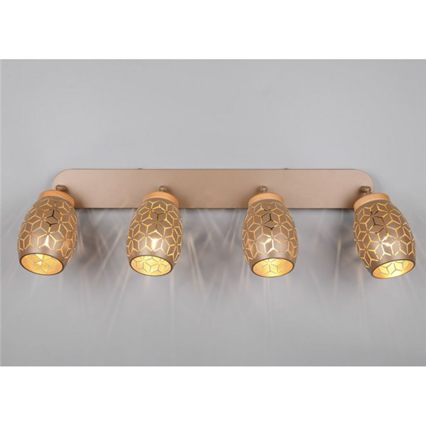 Regleta de Techo 4 Focos BIDAR Bombillas excl. 4x E14 max. 10W IP20 Marrón