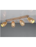 Regleta de Techo 4 Focos BIDAR Bombillas excl. 4x E14 max. 10W IP20 Marrón