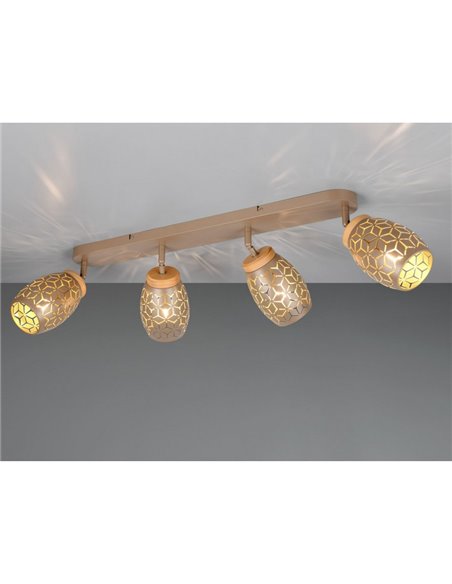 Bande de Plafond 4 Spots BIDAR Ampoules excl. 4x E14 max. 10W IP20 Marron