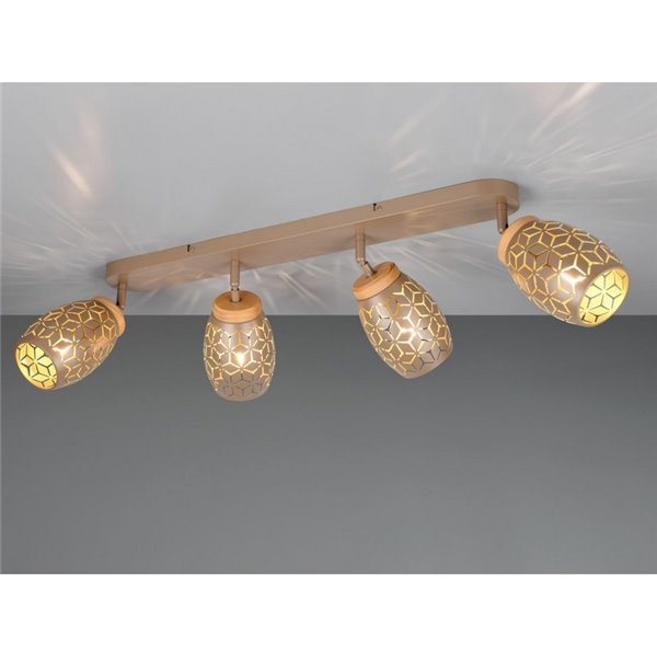 Bande de Plafond 4 Spots BIDAR Ampoules excl. 4x E14 max. 10W IP20 Marron