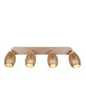 Regleta de Techo 4 Focos BIDAR Bombillas excl. 4x E14 max. 10W IP20 Marrón