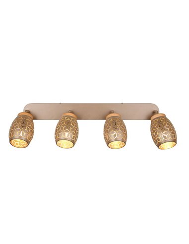 Regleta de Techo 4 Focos BIDAR Bombillas excl. 4x E14 max. 10W IP20 Marrón