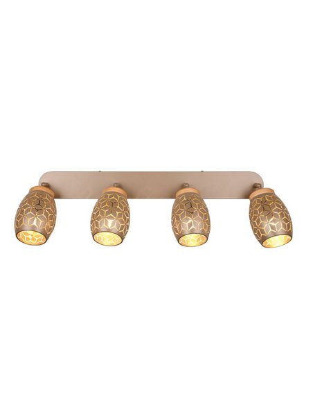 Regleta de Techo 4 Focos BIDAR Bombillas excl. 4x E14 max. 10W IP20 Marrón
