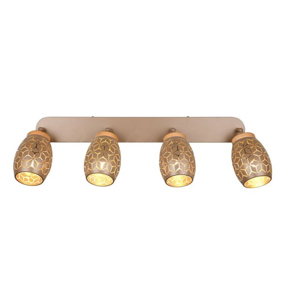Regleta de Techo 4 Focos BIDAR Bombillas excl. 4x E14 max. 10W IP20 Marrón