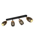 Regleta de Techo 4 Focos BIDAR Bombillas excl. 4x E14 max. 10W IP20 Negro/Oro